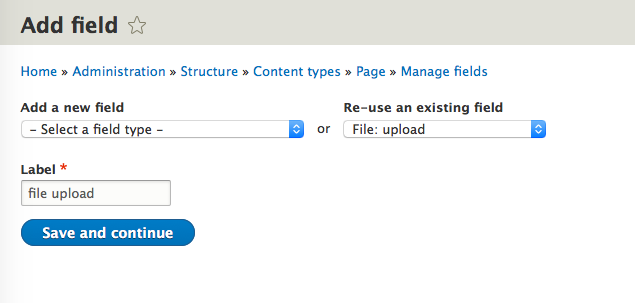 add drupal 8 page field file upload step1